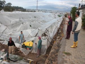 ŞİDDETLİ FIRTINA KUMLUCA'DA SERALARI VURDU